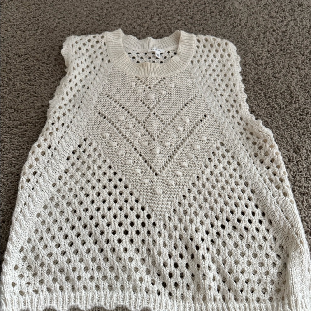 Cream Knit Sleeveless Sweater